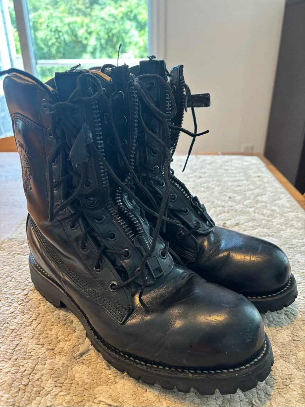 Chippewa Front Zip Heavy Duty Combat Biker Boots 8 D Steel Toe Vibram USA Made